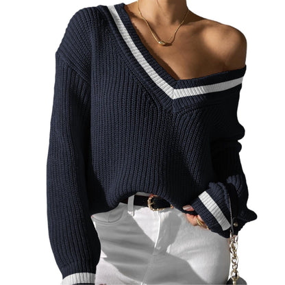 Pull Femme : V-Neck Contrasté